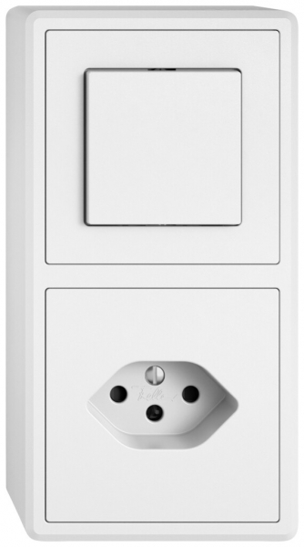 Combinazione AP EDIZIO.liv SNAPFIX® 2×1 140×74mm schema 3/1L+1×T13 bianco 