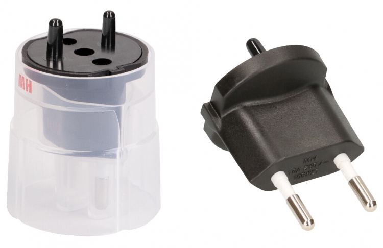 Adattatore fisso MH 2L 10A 230VAC Schuko/T11 CEE7/17-CH T11, nero 