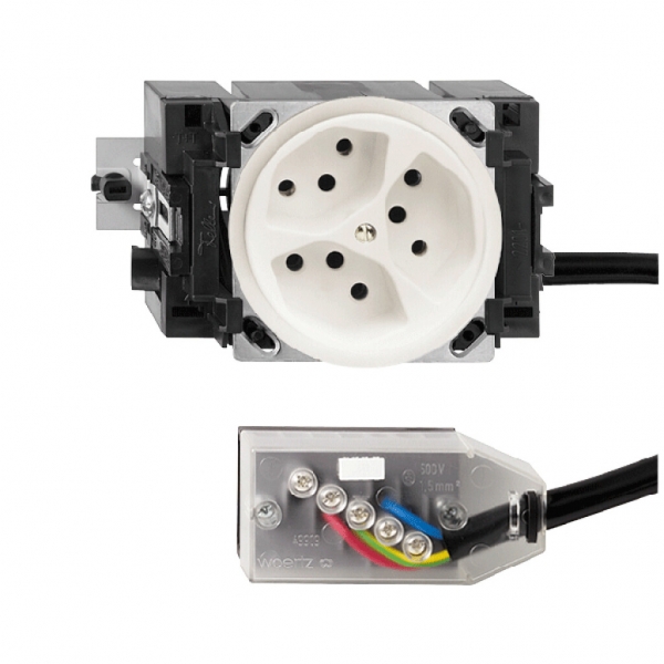 Presa INS FH 3×T13 L2 bianco, 49…69mm per cavo piatto Technofil 