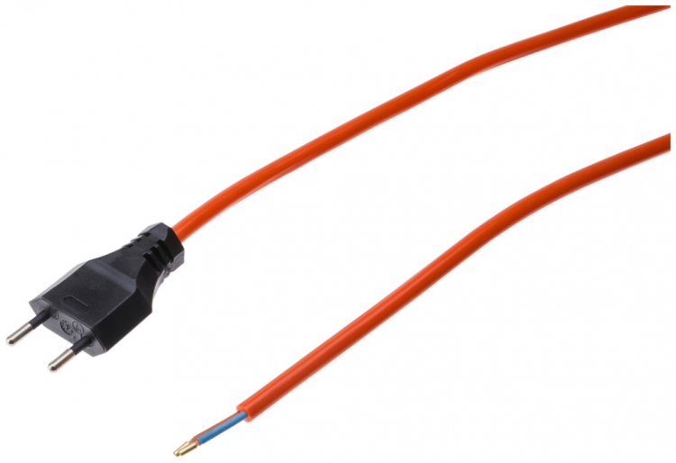 Cavo di allacciamen.MH 2×1.5mm² 5m PUR spina T11 stampata arancione 