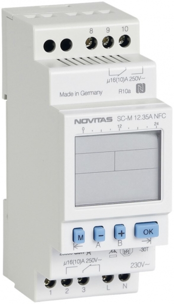 REG-Wochenschaltuhr NOVITAS SC-M 12.35A NFC 230V 2-Kanal Astro 