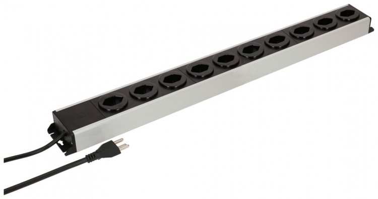 Prise multiple MH POWER LINE 16A 10×T23 1.5m gris-noir 