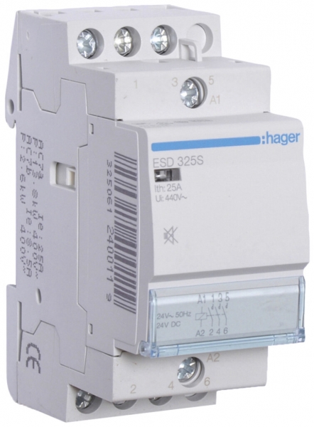 Contattore AMD Hager 24VAC 3 chiusura 25A senza ronzio 2UM 