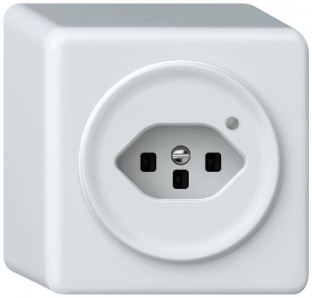 Prise AP origin 1×type 23 lum.vert 16A 230V 88×88×54mm blanc 