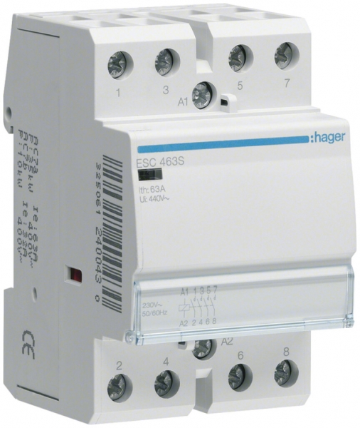 Contattore AMD Hager 230VAC 4 chiusura 0 apertura 63A senza ronzio 3UM 