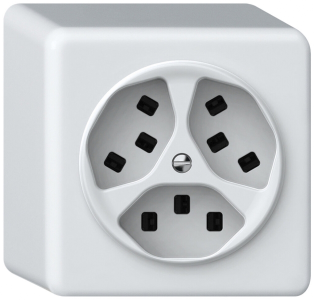 Prise AP origin 3×type 23 16A 230V 88×88×54mm blanc 