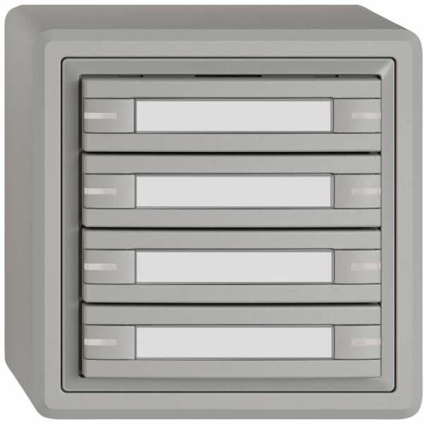Poussoir KNX RGB AP EDIZIO.liv SNAPFIX® capteur temp.RGB-LED étiqu.8×com.1T grc 