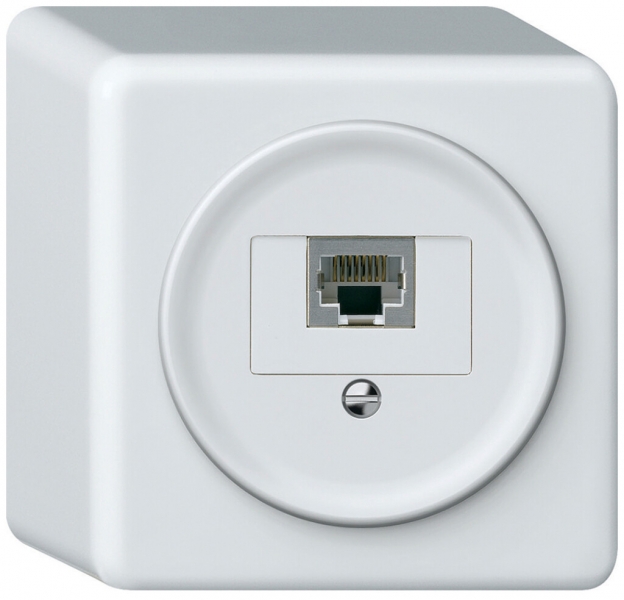 Boîte de raccordement AP origin RJ45 8(4) cat.6 droit blindé 88×88×54mm blanc 