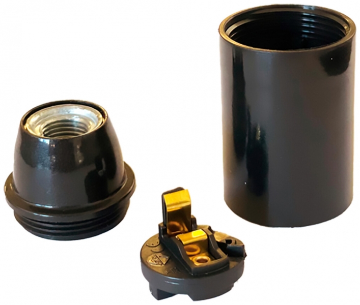 Portalampada Elektrogros E14 thermoplast liscio nero 