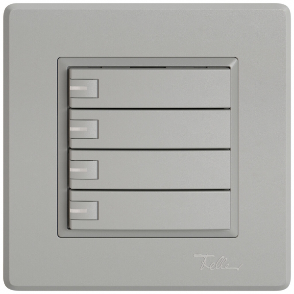 Poussoir universel ENC EDIZIO.liv UNI SNAPFIX® 5…48V a.LED bleu 4× comm.1T grc 
