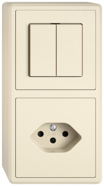 Combinazione AP EDIZIO.liv SNAPFIX® 2×1 140×74mm schema 1/3+3/1L+1×T13 crema 