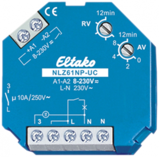Interruttore tempo AMD Eltako 8…230VUC 1Ch, NLZ61NP-UC 