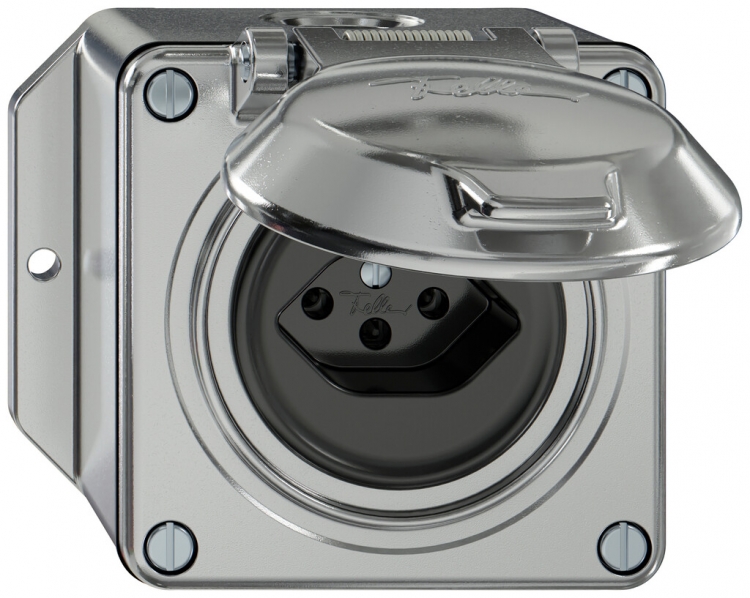 Prise AP ELEMENT SNAPFIX® 1×type 13 10A 250V avec clapet IP20 alu 