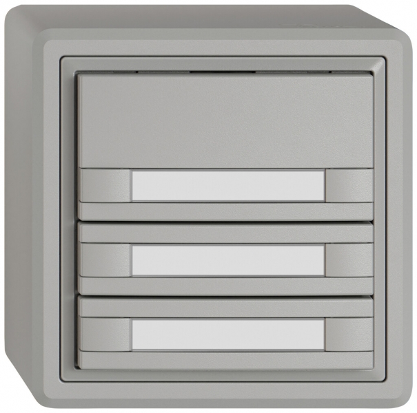 Poussoir KNX RGB AP EDIZIO.liv SNAPFIX® capteur temp.s.LED étiqu.3× comm.2T grc 