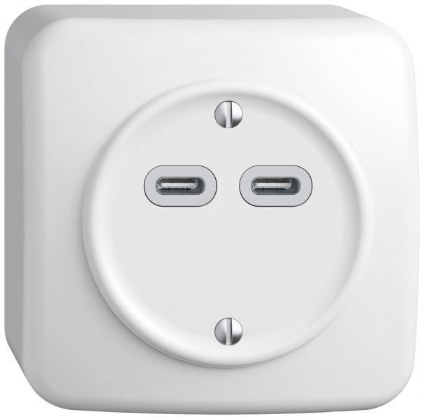 Presa di carica USB AP STANDARDdue SNAPFIX® 230V AC 18W 2×USB C bi 