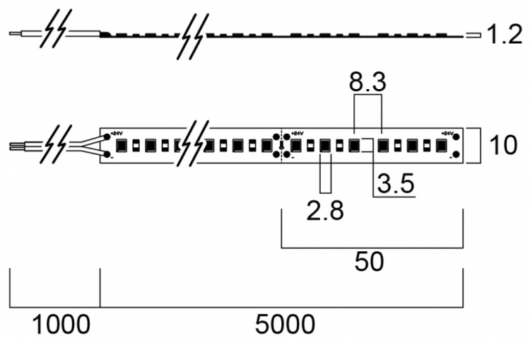 Fascia luminosa LED Feilo Sylvania Flex Pro 24V 9.6W/m 950lm/m 3000K 5m 