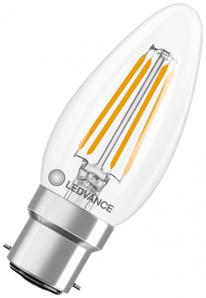 Lampe LED LEDVANCE CLASSIC B B22d 3.4W 470lm 827 B10.5 clair Ø35×91mm 