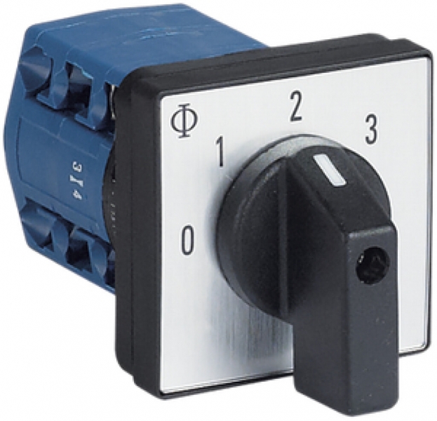 Interrupteur rotatif INC K&N, 20A/690V 5/1L, manette no, 48×48mm Ø6mm "0-1-2-3" 