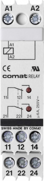Relè di potenza AMD ComatReleco C203.01, 220…240VAC 2C AgNi 6A 250VAC LED 