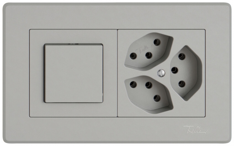 Combinazione INC EDIZIO.liv SNAPFIX® 1×2 96×156mm sch 3/1L+3×T13 grigio chiaro 