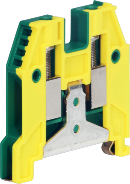 Morsetto di terra componibile Woertz 2.5…6mm² vite 2×1 DIN 35mm verde/giallo 
