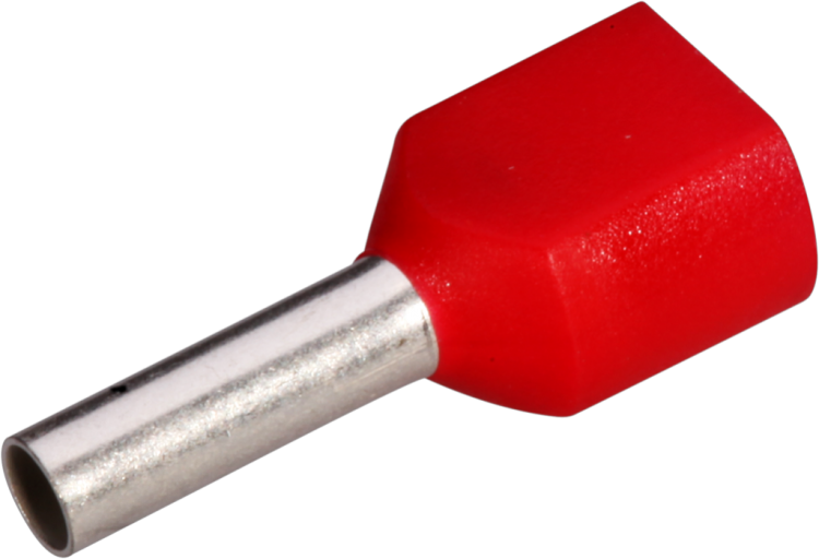 Zwillings-Aderendhülse isoliert 2×1mm²/8mm rot 