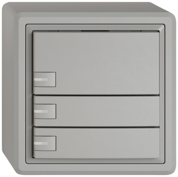 Poussoir KNX RGB AP EDIZIO.liv SNAPFIX® capteur temp.RGB-LED 3× comm.1T grc 