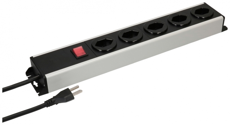 Prise multiple MH POWER LINE 16A interrupteur 5×T23 3m gris-noir 