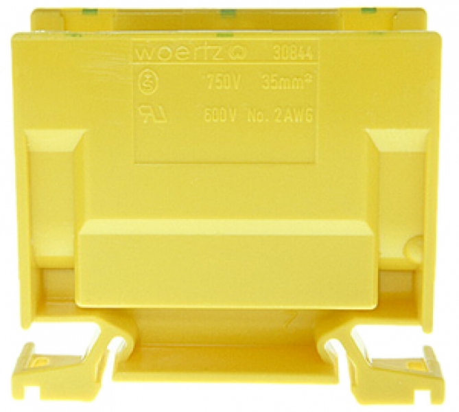 Morsetto di derivazione Woertz Ex 16…35mm² 125A 750V vite 2×1 DIN 35mm ve-gi 