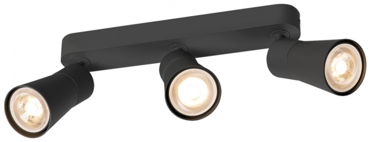 Spot SLV PURI 2.0 Cone CW GU10 3×6W VAR 258×42×138mm noir 