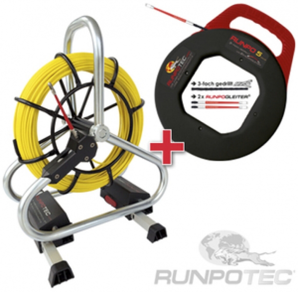 Kit action Profi-Set dévidoir, tige fibre de verre, Runpo torsadé 