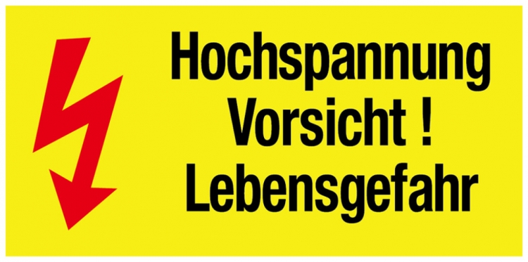 Autocollant d'avertissement Éclair+Hochs.Vorsicht! Lebensgef.105×51mm adhésif jn 