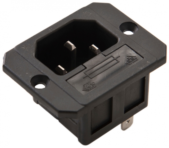 Spina d'apparecchi INS tipo C14 (E) ELBRO 10A 230VAC max.70°C fusibile nero IP20 