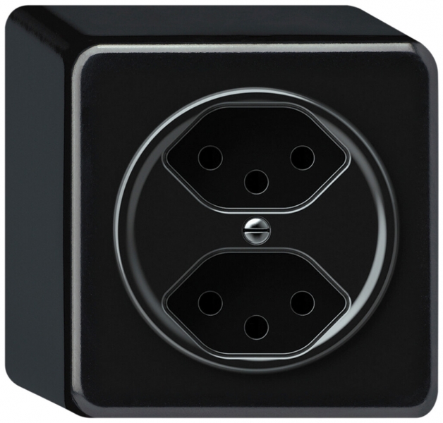 Presa AP origin 2×tipo 13 10A 230V 88×88×54mm nero 