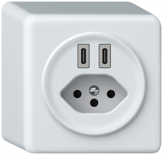 Prise de charge USB AP origin 2×USB-C 3000mA 5V avec type 13 blanc 