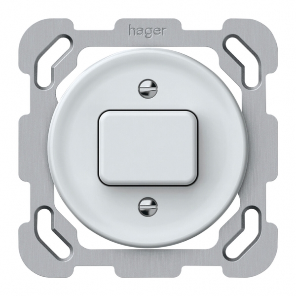 UP-Drucktaster Hager origin 1CO 10A 230V 77×77mm weiss 