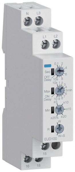 Relais surveillance de réseau AMD Hager EUD100, 1LN/3LN 1C (5A/250V) 1UM 