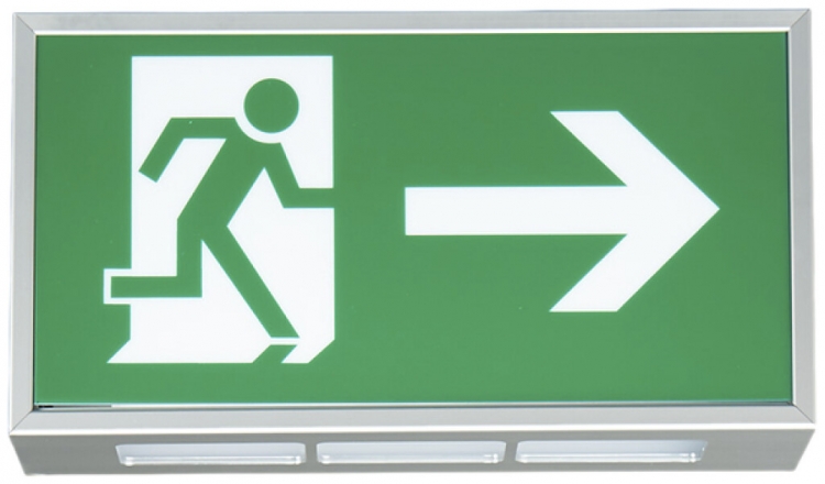 Luminaire de secours/avertissement LED CALR PE+T-W, avec autotest, 1h, mur 