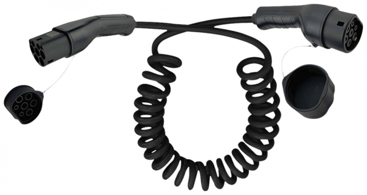Ladekabel E-Mobility ROLINE Mode 3 T2/T2 22kW 32A 3L spiral schwarz 5m 