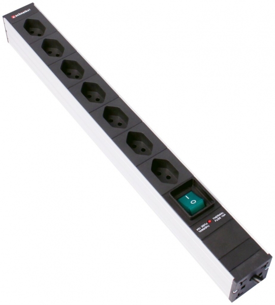Presa multipla 19" 1UA 7×T13 con interruttore Td3×1mm² 3m nero 