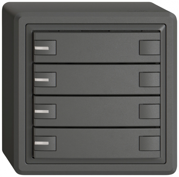 Poussoir KNX RGB AP EDIZIO.liv SNAPFIX® capteur temp.RGB-LED 4× comm.2T grf 