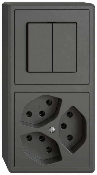 AP-Kombination EDIZIO.liv SNAPFIX® 2×1 140×74mm Schema 1/3+3/1L+3×T13 dunkelgrau 