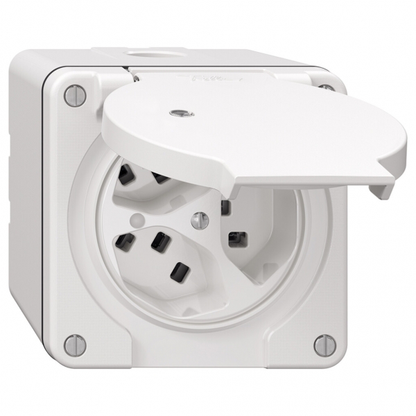 Presa NAP NEVO, 3×T23, IP21, c.LED, bianco 