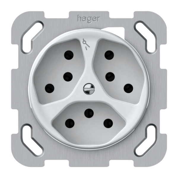 UP-Steckdose origin 3×Typ 13 1×S 10A 230V 77×77mm weiss 