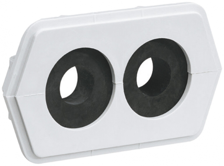 Plaque passe-câble Hager pour weber.hse 2×Ø38mm avec anneau réducteur 