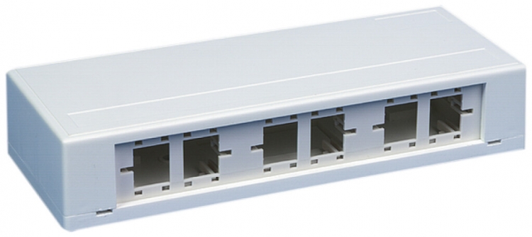 Boîtier compact 6×1 port blanc R&M freenet 