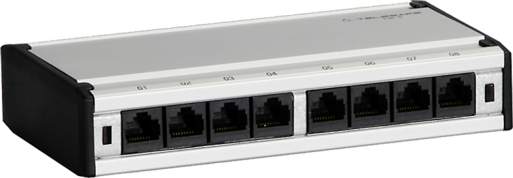 Patch box mini 8×RJ45 cat.6 UTP, gris aluminium, non blindé 