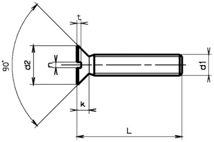 Vis à tête fraisée M6×40mm DIN 963A, zingué chromaté 