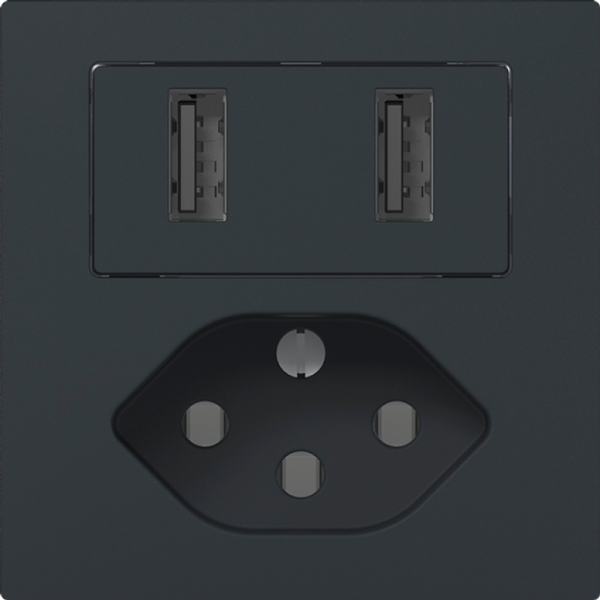 Prise de charge USB+T13 SIDUS E 240V max.2400mA anthracite 