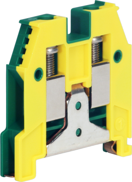 Borne de terre joignable Woertz 4…10mm² vis 2×1 rail DIN 35mm vert/jaune 